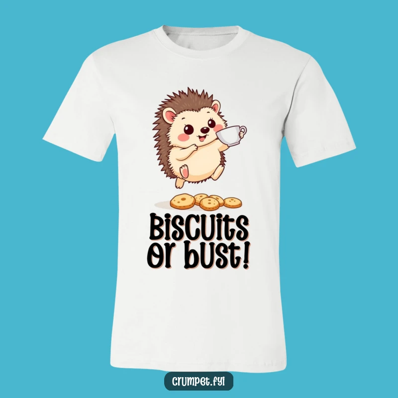 Funny Hedgehog T-Shirt: Hilarious Tea & Biscuits Leaping Tee Gift