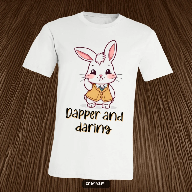 Funny T-Shirt: A dapper rabbit in a waistcoat playfully tips its cap, sporting a cheeky, mischievous grin.