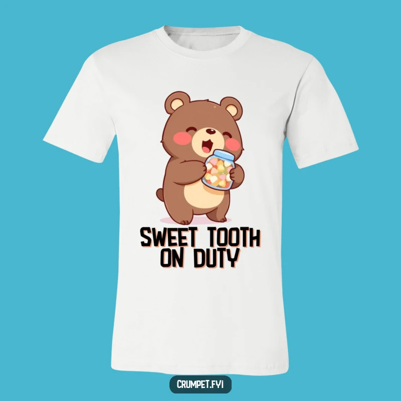 Funny Bear Sweets T-Shirt - Enthusiastic Treat Holder, Stout Character Tee, Great Gift Idea