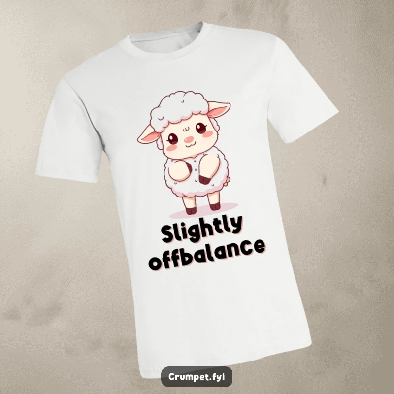 Funny fluffy sheep t-shirt featuring a charming sheep attempting a clumsy curtsy with a polite smile, great gift idea.