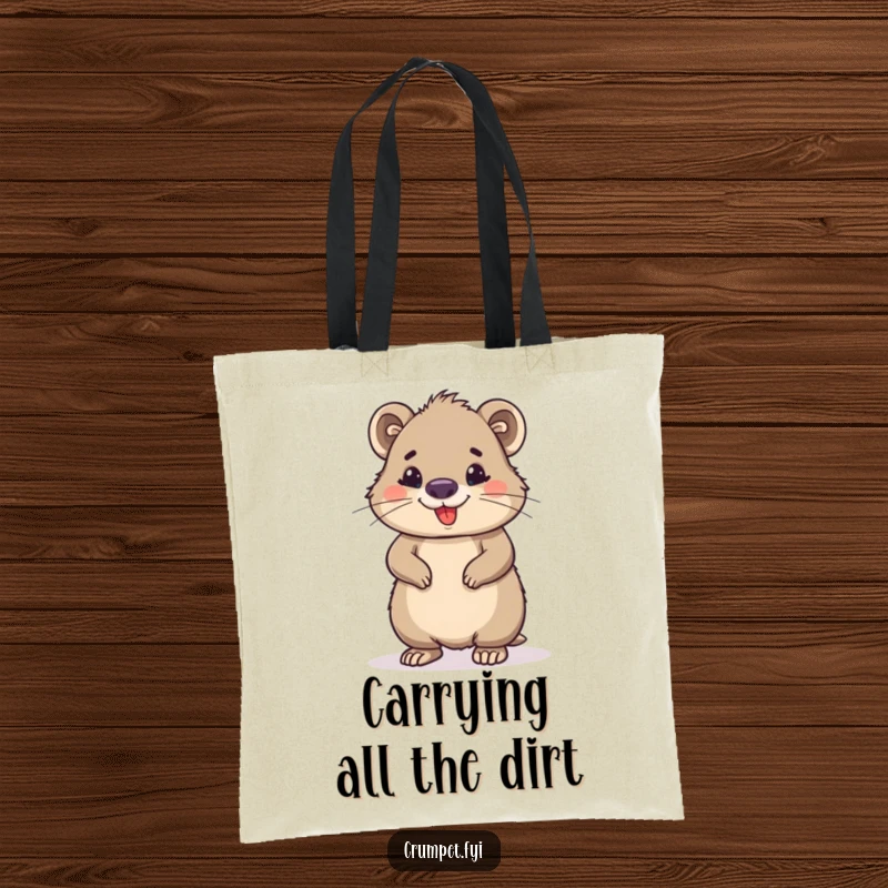 Funny wombat tote bag with a proud, smiling wombat design, ready for shopping or adventures. A practical and humorous accessory for everyday use.