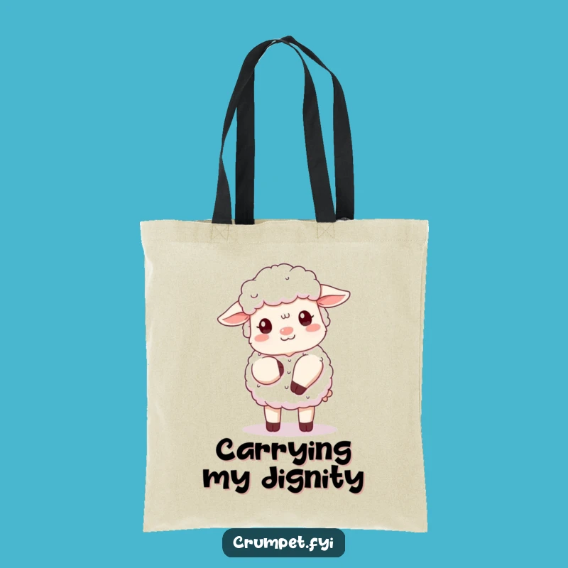 Funny Fluffy Sheep Curtsy Tote Bag: Cute Polite Sheep Carry-All Gift
