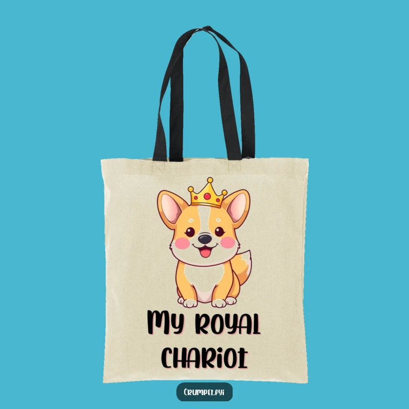 Funny Corgi Tote Bag - Royal Crown Carryall for Happy Dog Owners