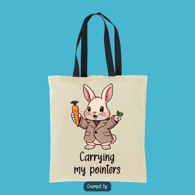 Funny Rabbit Pointing Carrot Tote Bag: Tweed Enthusiasm Carry-All Gift